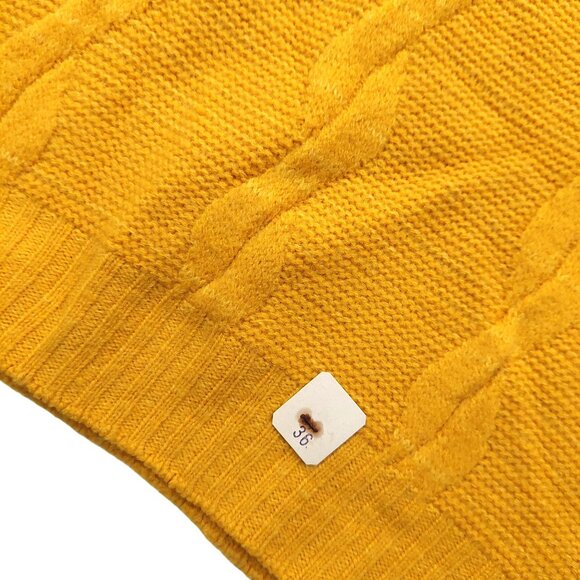 Pure Retro Vintage 1940s-1950s Mustard Yellow Cable Knit Turtleneck Sweater - Picture 6 of 12